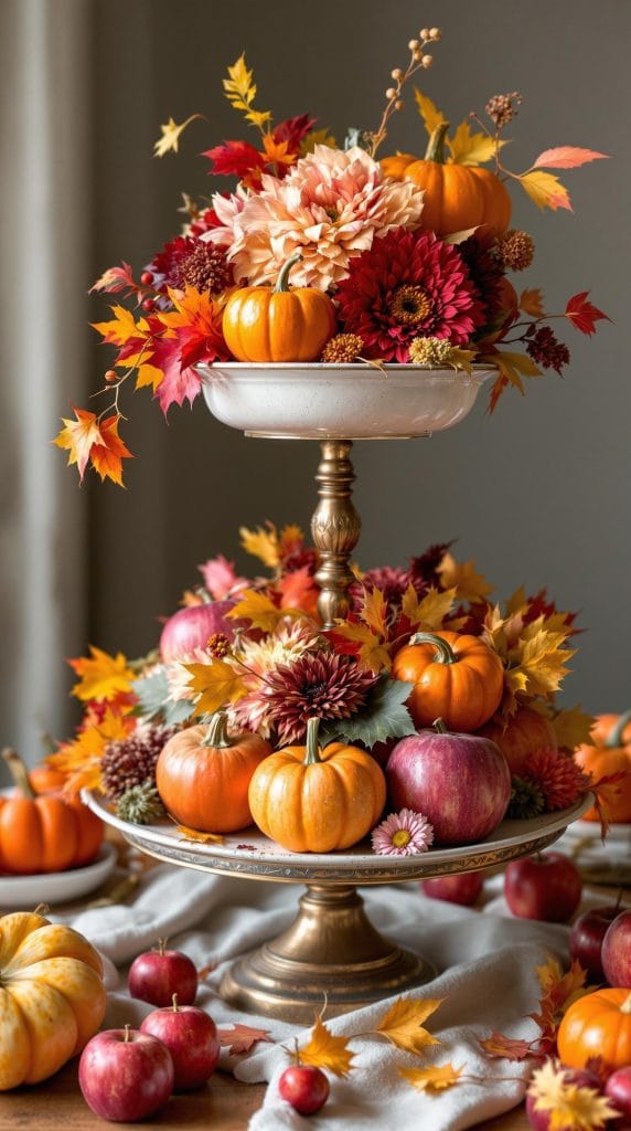 fall tiered flower arrangement