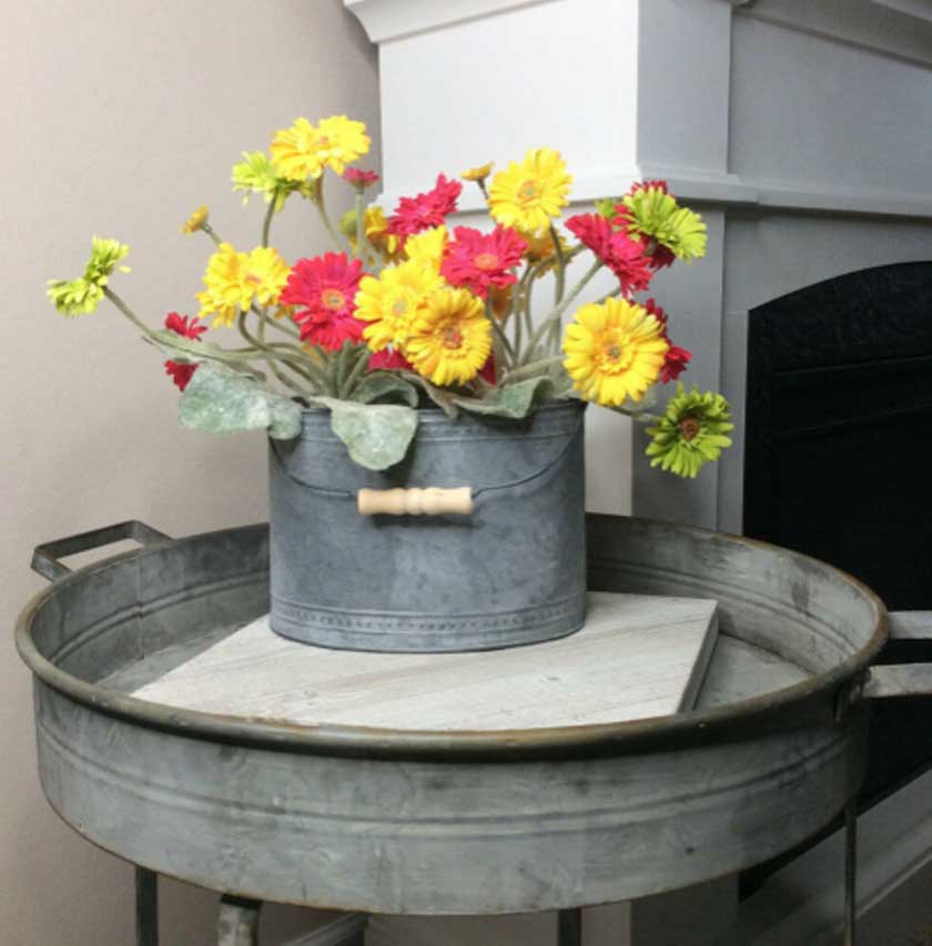 galvanized pail arrangement