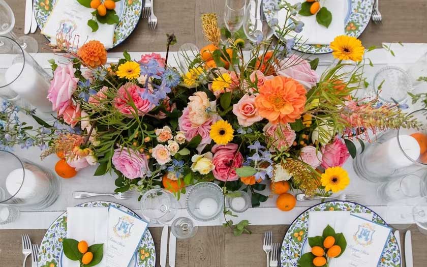 centerpiece with greenery accents