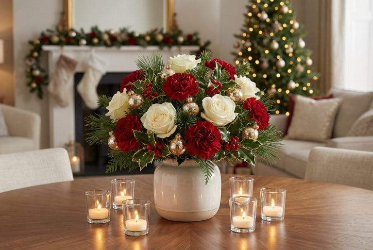 christmas floral decor ideas living room