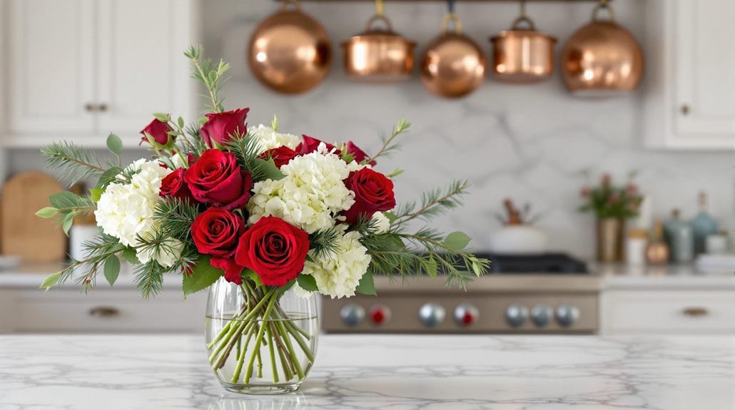 festive kitchen floral arrangements