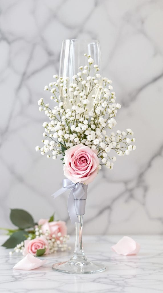 Champagne Glass Flower Accents