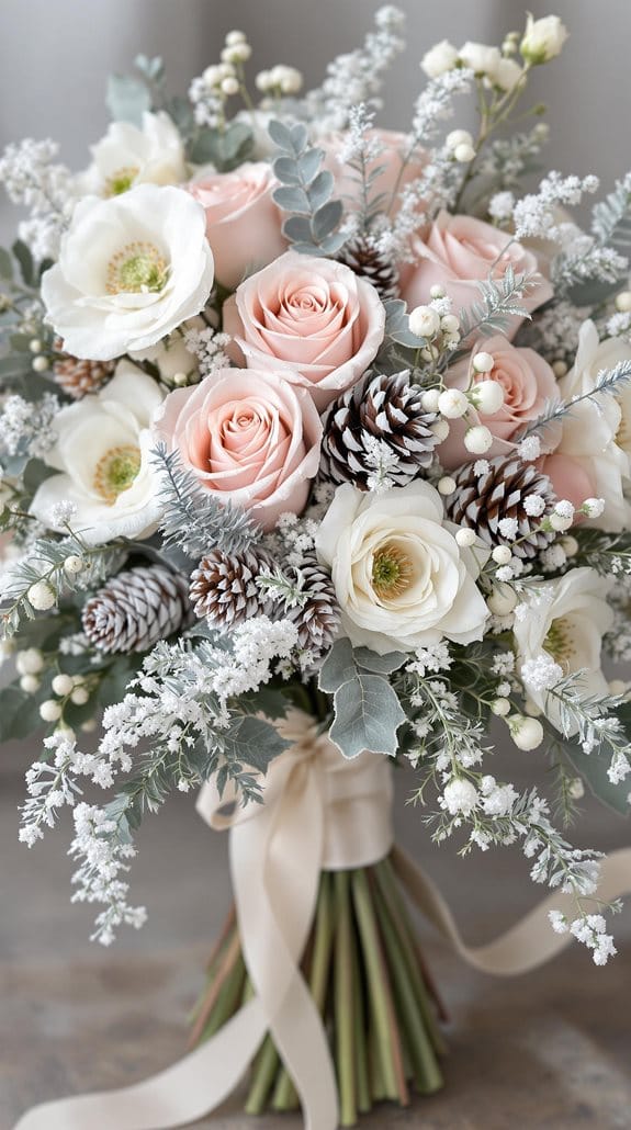 roses and pinecones arrangement