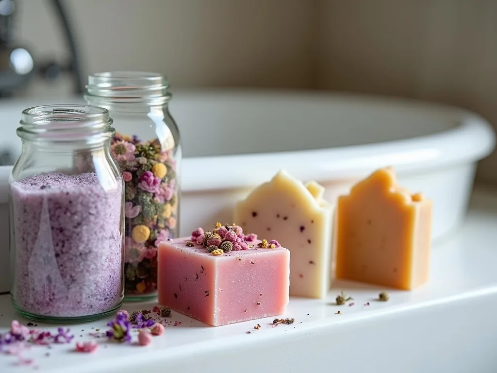 floral self care bath products