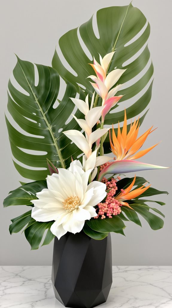 sophisticated tropical wedding arrangements