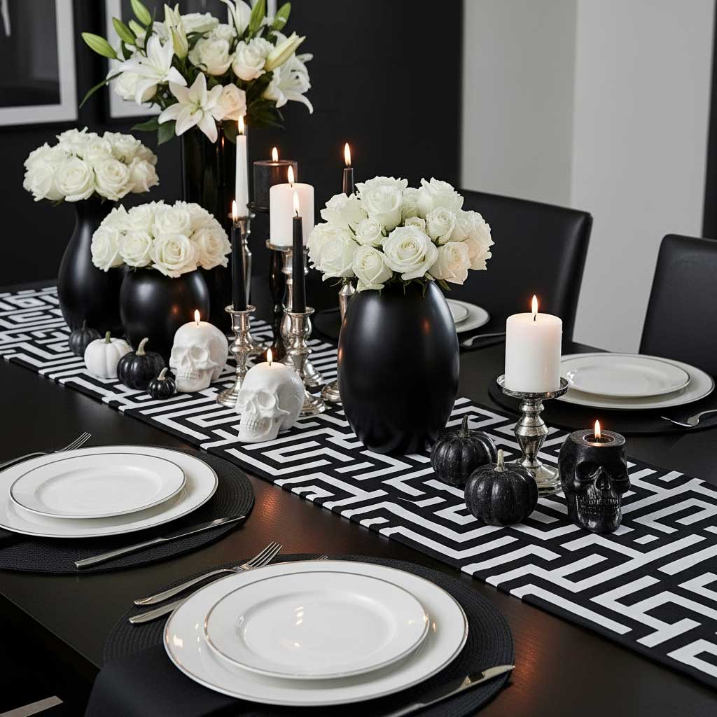 geometric halloween tablescape ideas