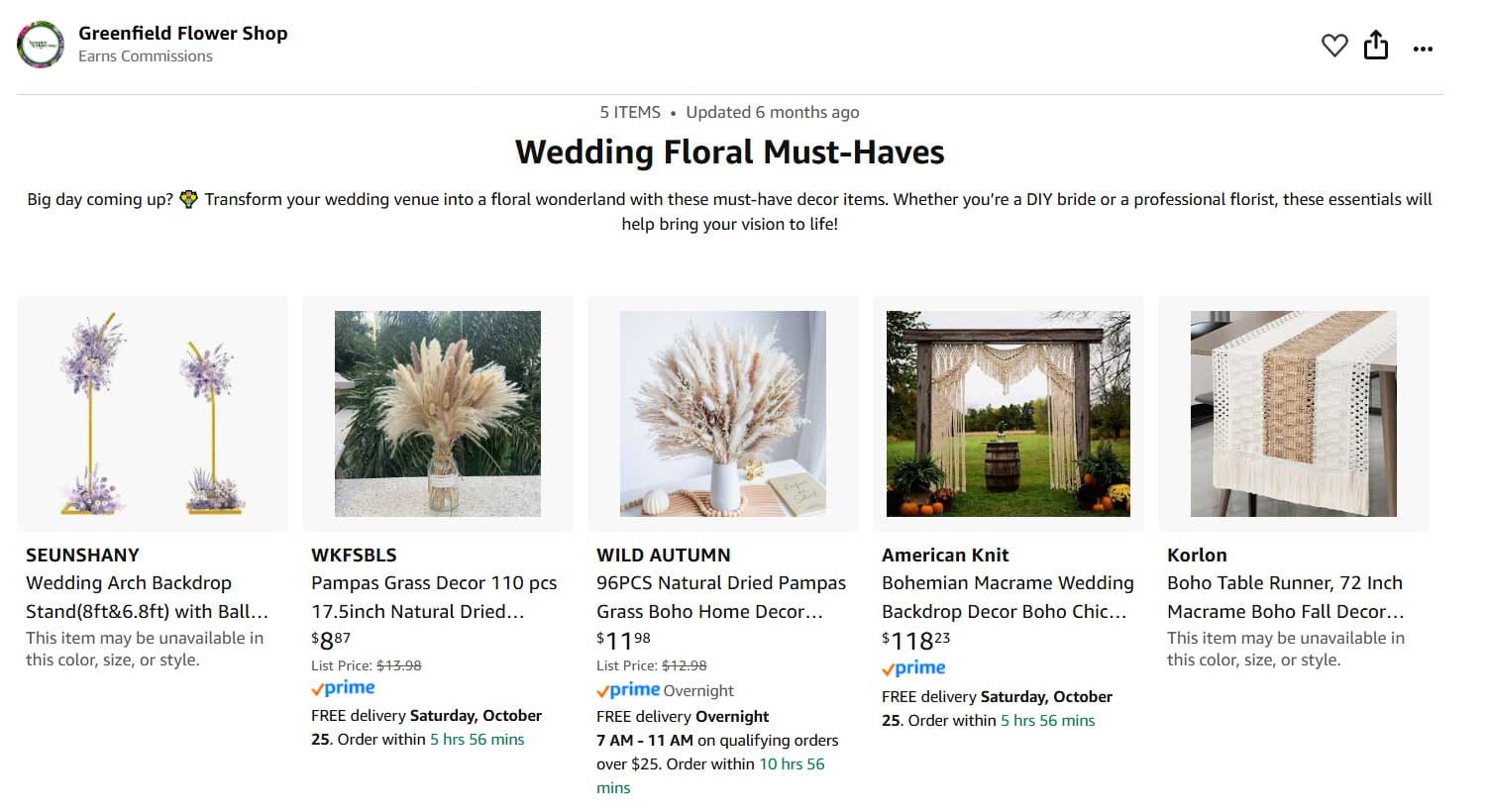 Wedding floral supplies and tools