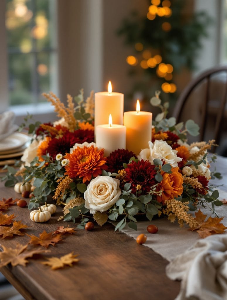 fall flower candle centerpiece
