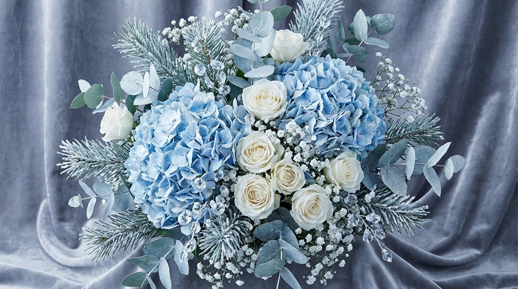 icy blue wedding bouquet