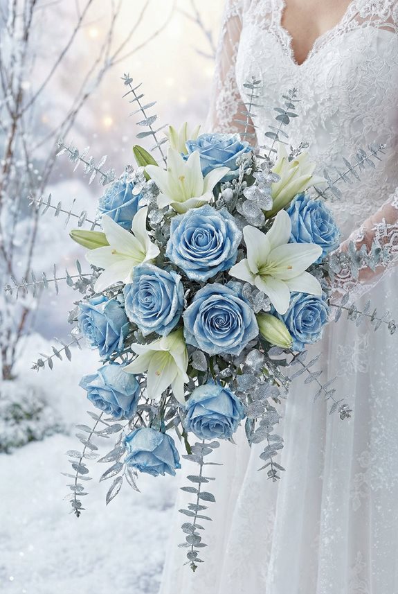 icy blue winter bouquet