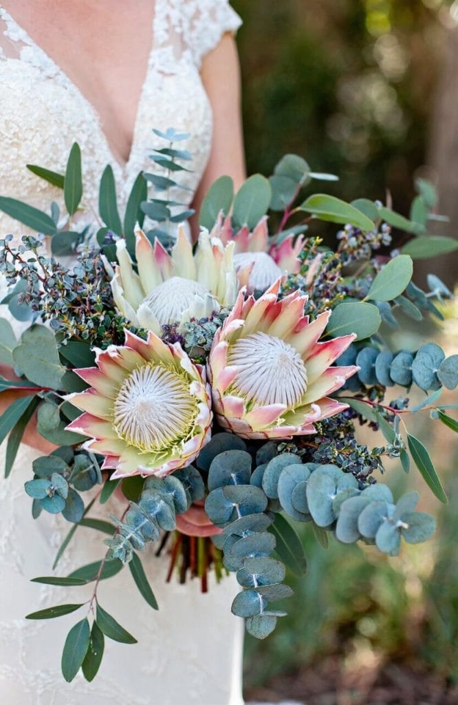 protea eucalyptus bouquet